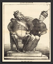 Honoré Daumier (French, 1808 - 1879), Trop étroit pour deux, 1870, gillotype on newsprint