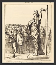 Honoré Daumier (French, 1808 - 1879), La France se préparant a passer, 1869, lithograph on