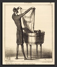 Honoré Daumier (French, 1808 - 1879), J'ai beau laver, l'ancienne couleur, 1869, lithograph