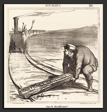 Honoré Daumier (French, 1808 - 1879), Gare le déraillement!, 1866, lithograph