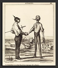 Honoré Daumier (French, 1808 - 1879), Se demandant si, le duel fini, ils ne vont pas etre plumes,
