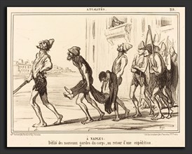 Honoré Daumier (French, 1808 - 1879), A Naples: Défilé des gardes-du-corps, 1855, lithograph