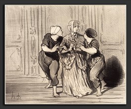 Honoré Daumier (French, 1808 - 1879), Le Beau sexe a l'école de natation, 1852, lithograph