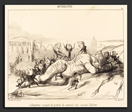 Honoré Daumier (French, 1808 - 1879), Lilliputiens essayant de profiter du sommeil, 1850,