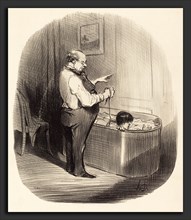 Honoré Daumier (French, 1808 - 1879), La PremiÃ¨re leÃ§on de natation, 1847, lithograph