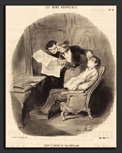 Honoré Daumier (French, 1808 - 1879), Quand le journal est trop intéressant, 1846, lithograph on