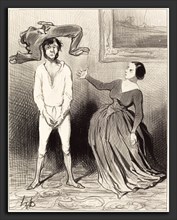Honoré Daumier (French, 1808 - 1879), Une Femme comme moi remettre un bouton?, 1844, lithograph
