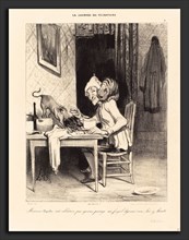 Honoré Daumier (French, 1808 - 1879), Monsieur Coquelet partage son déjeuner, 1839, crayon