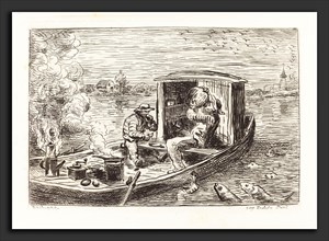 Charles-FranÃ§ois Daubigny (French, 1817 - 1878), Going Down Stream (Avallant), 1862, etching