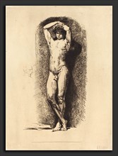 FranÃ§ois-Nicolas Chifflart, Male Academy, French, 1825 - 1901, 1865, etching with drypoint on laid