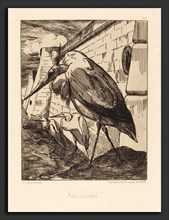 Félix Bracquemond, Les Cigognes (The Storks), French, 1833 - 1914, etching on chine collé