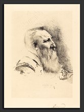 Albert Besnard, Auguste Rodin, French, 1849 - 1934, 1900, etching in black on cream wove paper