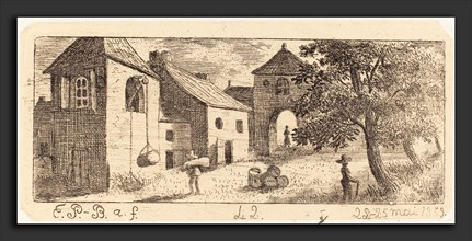 Emmanuel Phélippes-Beaulieu (French, born 1829), The Farmyard, 1859, etching and roulette on Chine