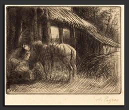 Alphonse Legros, Drinking Trough, 2nd plate (L'abreuvoir), French, 1837 - 1911, drypoint