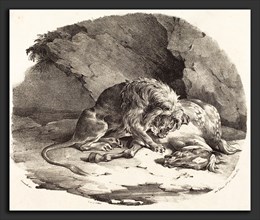 Théodore Gericault (French, 1791 - 1824), Lion Devouring a Horse, 1823, lithograph on wove paper
