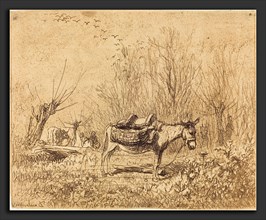 Charles-FranÃ§ois Daubigny (French, 1817 - 1878), Donkey in a Field (L'Ane au pre), 1862,