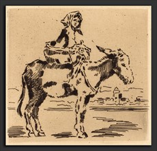 Félix-Hilaire Buhot (French, 1847 - 1898), CacoletiÃ¨re Ã  la Tour (Woman Riding an Ass near a