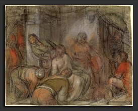 Jacopo Bassano (Italian, c. 1510 - 1592), The Mocking of Christ, 1568, colored chalks on green-gray
