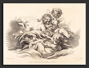 Gilles Demarteau, the Elder after FranÃ§ois Boucher (French, 1722 - 1776), Three Cherubs Playing on