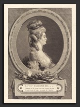 Augustin de Saint-Aubin (French, 1736 - 1807), Louise Emilie Baronne de, 1779, etching and