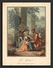 Louis-Marin Bonnet after Pierre-Antoine Baudouin (French, 1736 - 1793), Le Gouter, color stipple