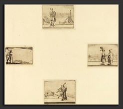 Style of Jacques Callot, Sheet of Etchings, 17th century, 4 etchings on 1 sheet of laid paper
