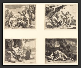 Charles Le Brun (French, 1619 - 1690), The Four Times of Day, c. 1640, complete set of four