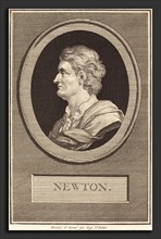 Augustin de Saint-Aubin (French, 1736 - 1807), Isaac Newton, 1801, engraving over etching on laid