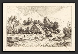 Nicolas Pérignon (French, 1726 - 1782), A Low Cottage with a Herdsman Leading His Flock, 1771,