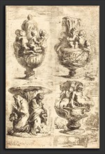 Gabriel Jacques de Saint-Aubin (French, 1724 - 1780), Four Vases (Les quatres vases), 1754, etching