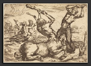 Circle of Jusepe de Ribera (Spanish, 1591 - 1652), Battle between a Centaur and a Triton, etching