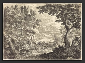 Georges Focus (French, 1641 - 1708), Landscape with Travelers, etching
