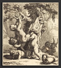 Michel Dorigny (French), Putti and Fauns Climbing a Grapevine, 1650s, etching with engraving on