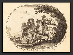 Balthasar Moncornet (French, c. 1600 - 1668), Saint George and the Dragon, engraving