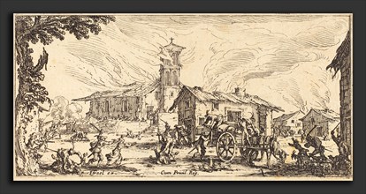 Jacques Callot (French, 1592 - 1635), Ravaging and Burning a Village, c. 1633, etching