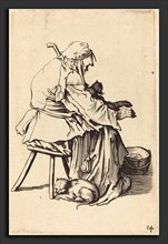 after Jacques Callot, Old Woman with Cats, etching