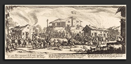 Jacques Callot (French, 1592 - 1635), Plundering and Burning a Village, c. 1633, etching