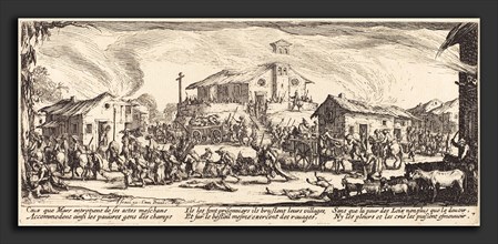 Jacques Callot (French, 1592 - 1635), Plundering and Burning a Village, c. 1633, etching