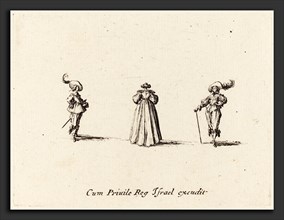 Jacques Callot (French, 1592 - 1635), Lady Seen from Behind, and Two Gentlemen, probably 1634,