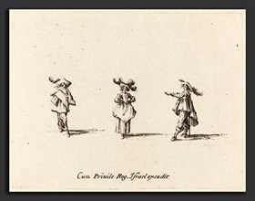 Jacques Callot (French, 1592 - 1635), Lady with Large Plumes, and Two Gentlemen, probably 1634,