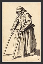 after Jacques Callot, Beggar Woman with Crutches, etching