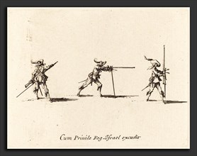 Jacques Callot (French, 1592 - 1635), Taking the Firing Position with the Musket, 1634-1635,