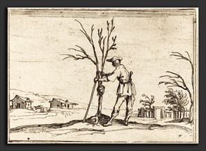 Jacques Callot (French, 1592 - 1635), Gardener Pruning a Tree, 1628, etching