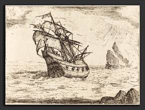 Jacques Callot (French, 1592 - 1635), Ship Navigating Near Rocks, etching