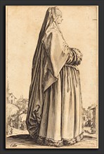 Jacques Callot (French, 1592 - 1635), Noble Woman Wearing a Veil and a Dress Trimmed in Fur, c.
