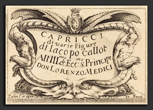 Jacques Callot (French, 1592 - 1635), Title Page for "The Capricci", c. 1622, etching