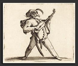 Jacques Callot (French, 1592 - 1635), The Masked Comedian Playing a Guitar, c. 1622, etching and