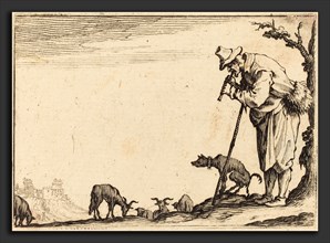 Jacques Callot (French, 1592 - 1635), Shepherd Playing Flute, c. 1617, etching