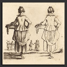 Jacques Callot (French, 1592 - 1635), Peasant Woman with Basket, Seen from Behind, 1617 and 1621,