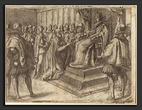 Jacques Callot (French, 1592 - 1635), Reception of the Envoy of Poland [recto], 1612, etching